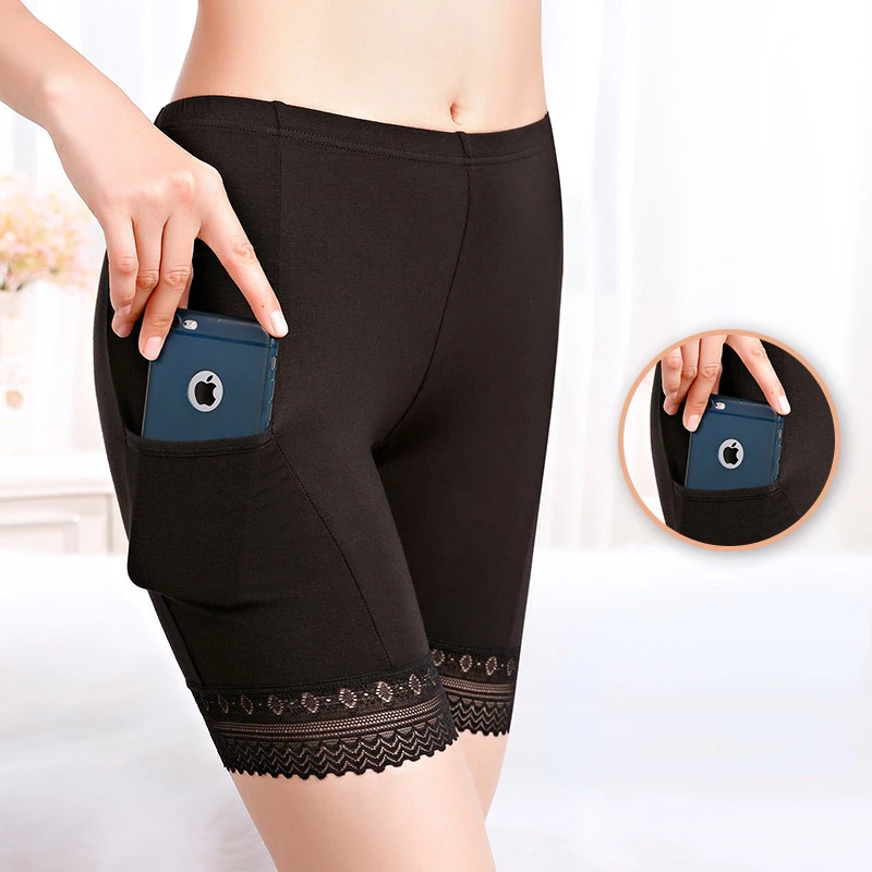 

Нижнее белье для женщин, нижнее белье из модала и кружева, защитные трусики, три точки, большие размеры, Трусики с высокой талией, не подвергающие ходьбе, летние тонкие с карманами