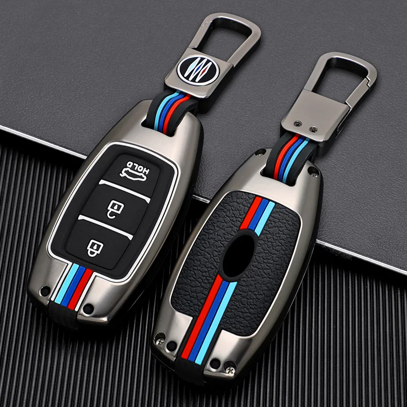 

Car Key Case Cover Holder Keychain for Hyundai KONA KAUAI Solaris Azera Elantra Grandeur Ig Accent Santa Fe Ix35 2013 - 2021