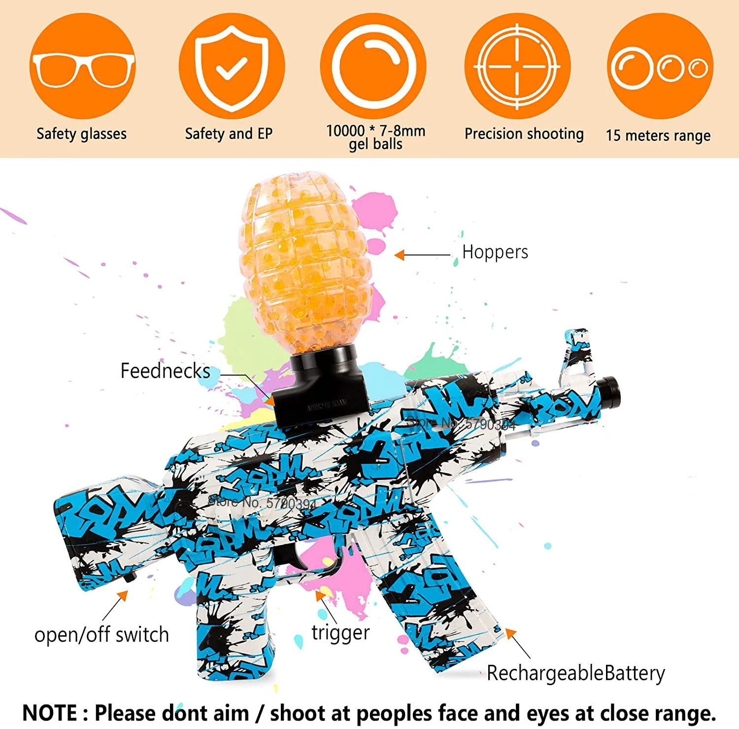 Электрический пистолет-Blaster игрушечное оружие водный мяч автоматический