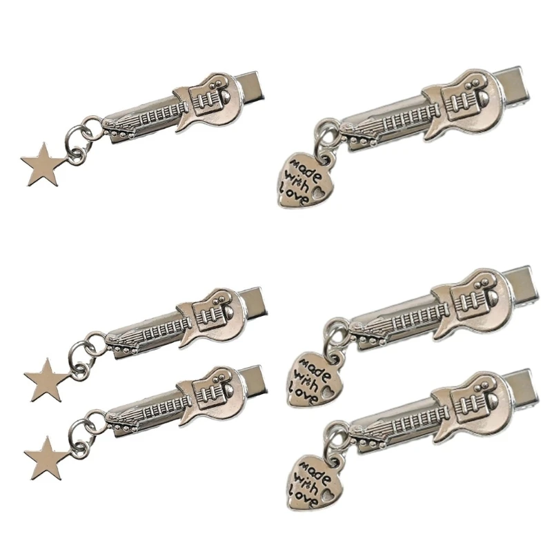 1 шт./2 шт. заколка для волос в форме гитары с подвеской ​​виде сердца/звезды