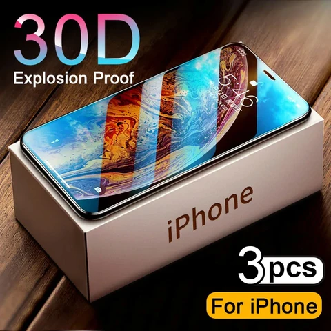 3 изделия из 30D полностью закаленного стекла для iPhone 15 11 12 13 14 PRO MAX для iPhone 14 15 PRO XR