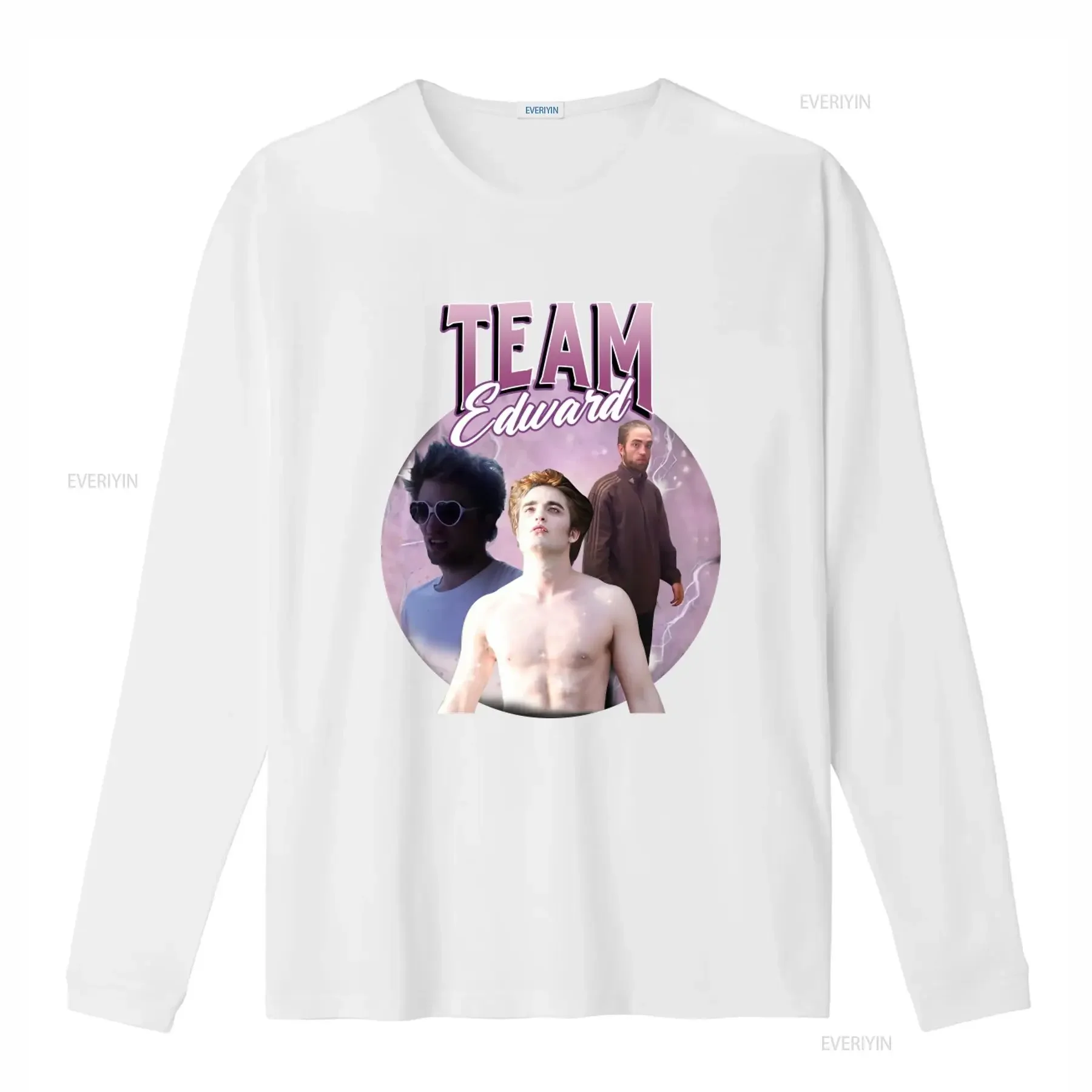 Фото Футболка Team Edward Twilight Saga с дизайном Cullen Bootleg, забавным мем-принтом для фанатов, винтажная, с эффектом потертости, дизайнерская одежда №4
