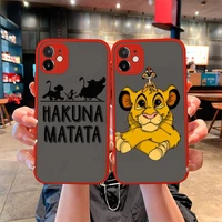 hakuna matata lion king simba timon matte transparent red phone case for iphone 12 11 pro mini max xs x 8 7 plus se 2020 xr