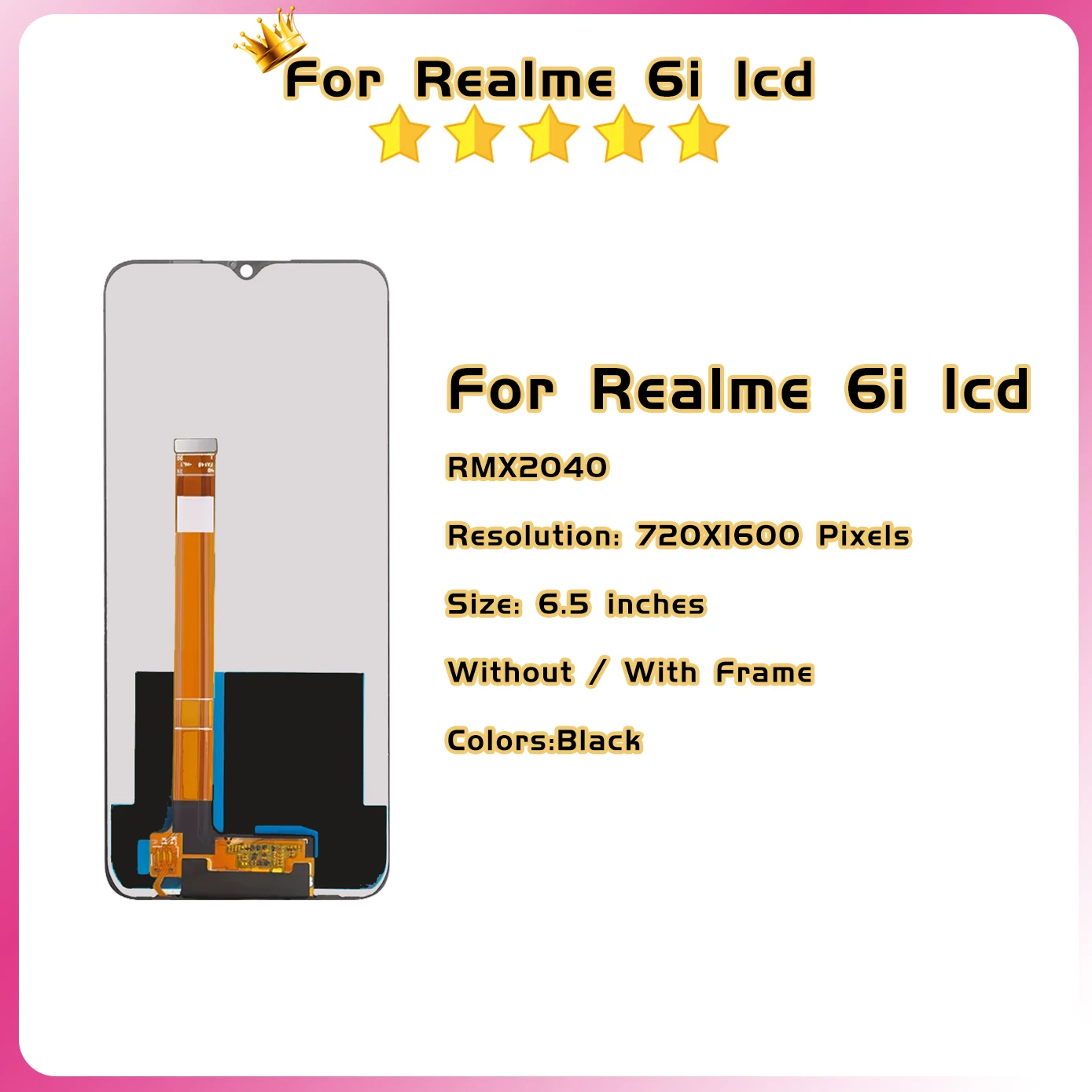 6 5-дюймовый ЖК-экран для Oppo Realme 6i сенсорный экран Realme6i RMX2040 дисплей со сменной