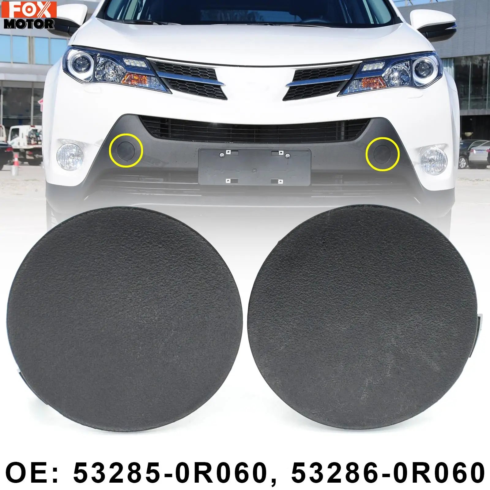 

Pair Tow Eye Hook Cover Towing Front Bumper Cap 53285-0R060 53286-0R060 For Toyota RAV4 2013-2015 Right Left Auto Accessories
