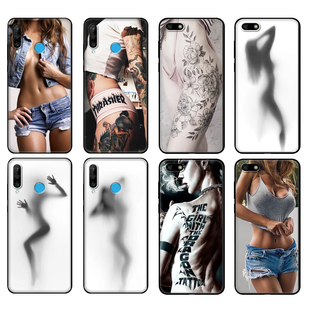 

Черный чехол из ТПУ для Huawei Honor 20 Lite 10 10i 20S 30S 30, чехол для Honor 7A 5,45 7s 7C 5,7, чехол с татуировкой для взрослых