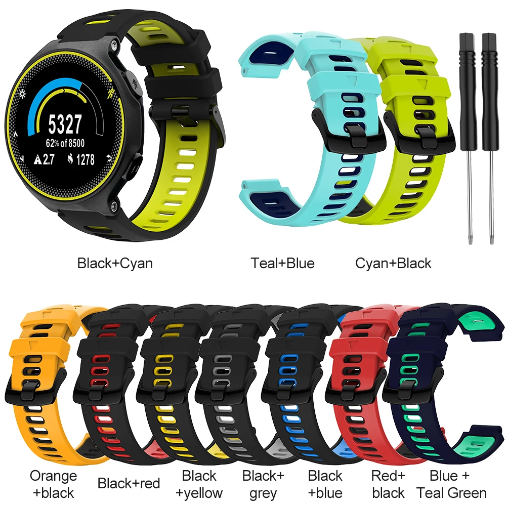 

Watch Band Strap Suitable for Garmin Forerunner 735XT/220/230/235 Two-color Silicone Waterproof Replacement Wristband