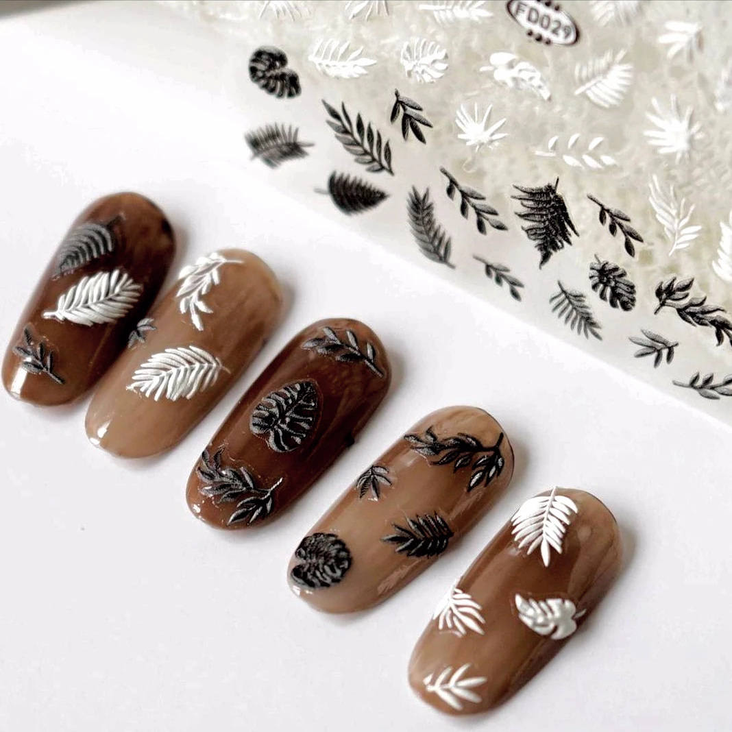 

5D Acrylic Flowers Nail Stickers Decals White Lace Wedding Design Simple Snow Embossed Sliders DIY Nails Decoration Accesories