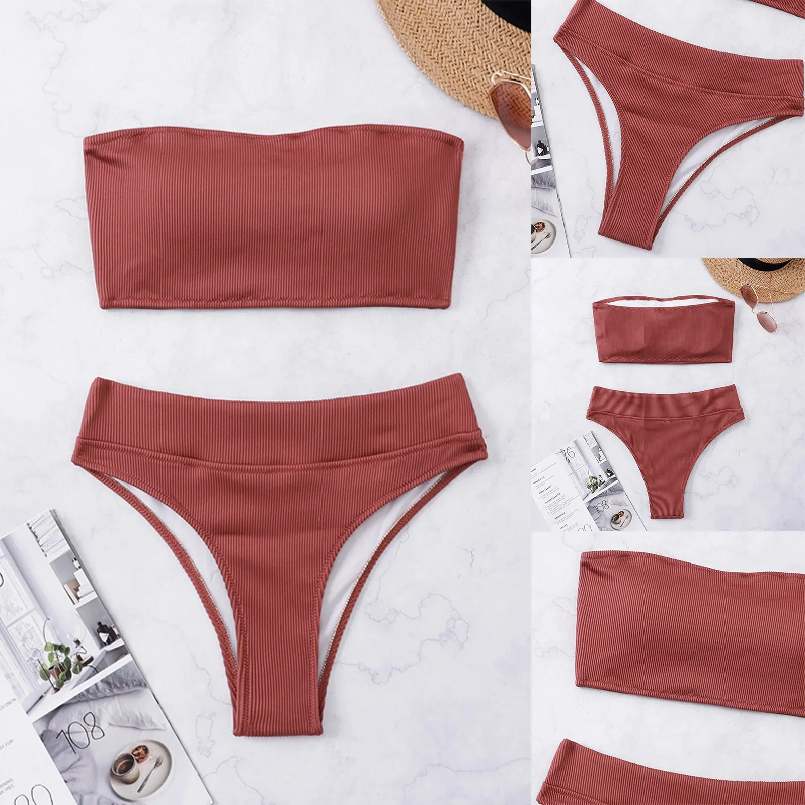 Модное Монокини купальник женский сексуальный сплошной цвет Топ с высокой