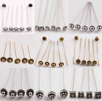 20pcs antique silver metal flower long head pins for jewelry making diy beads ball pins findings accessories 50mm