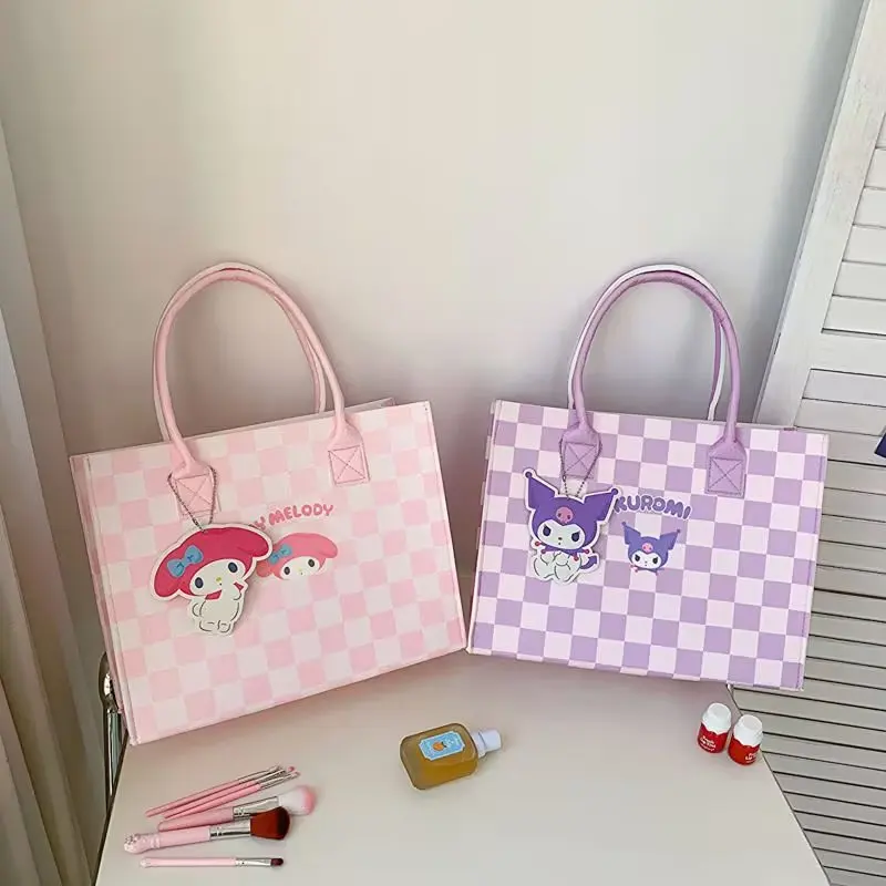 

2023 Sanrioed аниме Kuromi Melody Cinnamoroll Модные Винтажные женские сумки Kawaii сумка для покупок тоут пляжная сумка подарок на день рождения