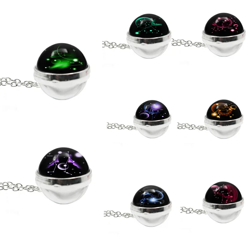 

Constellation Pattern Pendant 12 Constellation Necklace Leo Libra Scorpio Sagittarius Glass Dome Zodiac Jewelry Birthday Gift