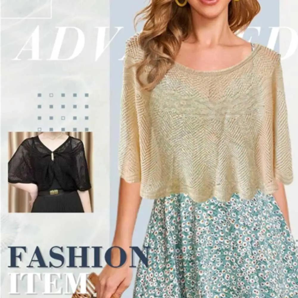

Korean Knit Hollow Crochet Lace Shawl Summer Short Fake Silk Scarf Collar Ice Guard Neck Blouse Pullover Women Cloak Cotton Y1A1
