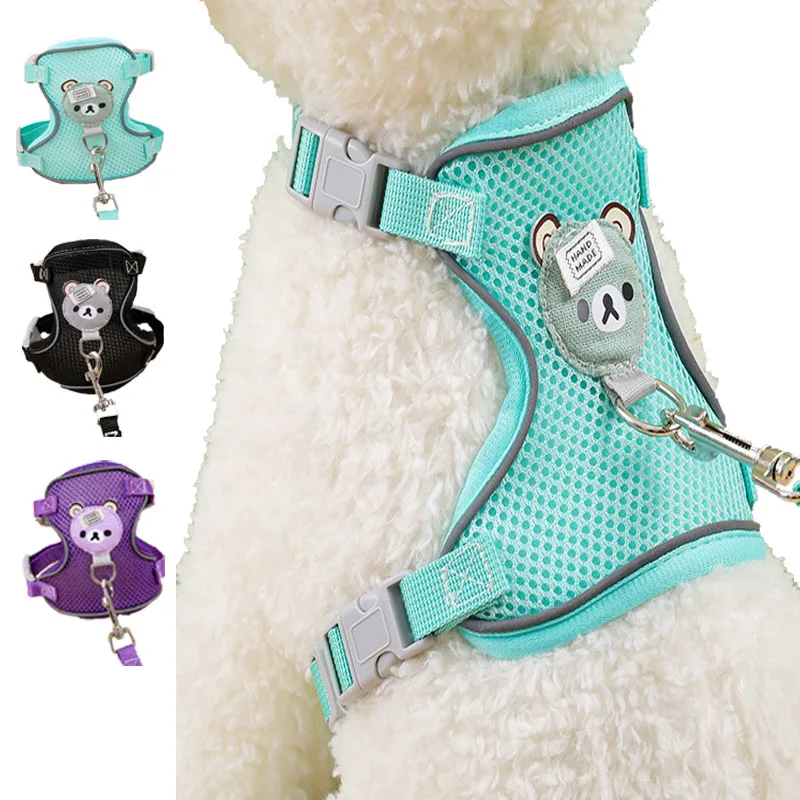 

Small Dog Harness Leash Bear Pattern Puppy Harness Vest Pet Cat Chest Strap Chihuahua Yorkies French Bulldog Walking Supplies