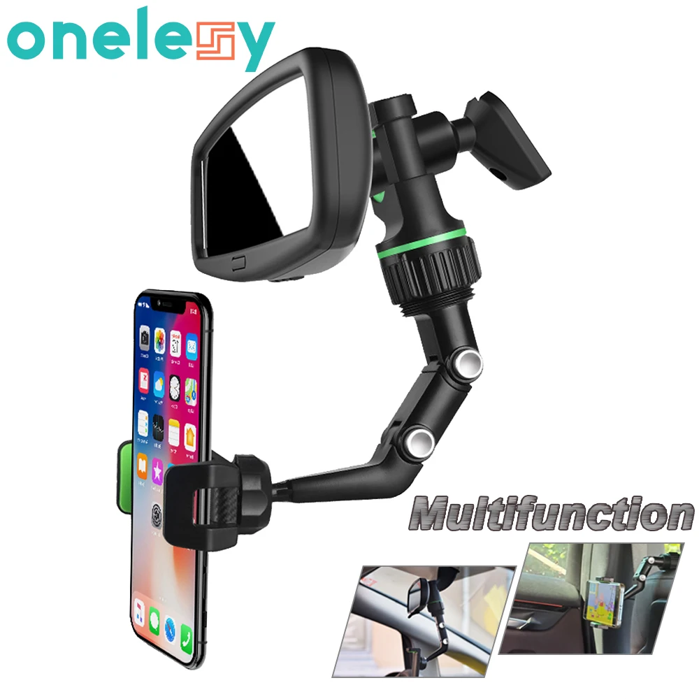 

Onelesy 360 Degrees Rotating Car Phone Holder Rotatable Rearview Mirror Holder for Phone Multifunction GPS Phone Mount Support