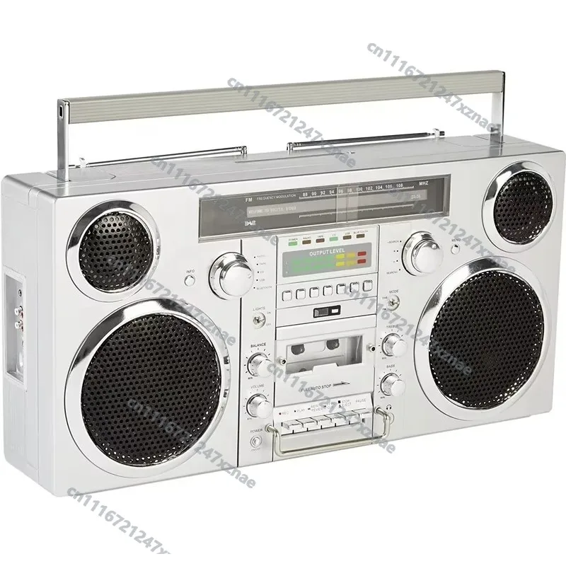Фото GPO Brooklyn Boombox 80W Bluetooth 5.0 Портативный стерео проигрыватель компакт-дисков, кассетный рекордер, DAB/FM-радио, USB-зарядка, ретро-стиль №5