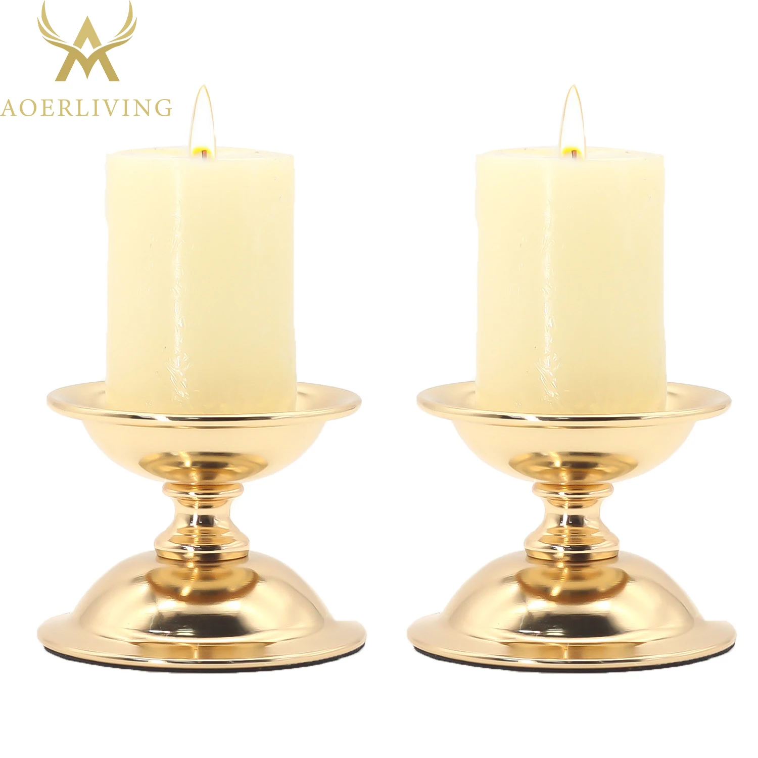 

2Pcs Christmas Candle Holder Iron Candlestickr for Pillar Taper Pole Candle Trays Festival Home Bar Table New Year Decoration