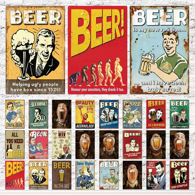 

Funny Comics Alcohol Beer Tin Sign Shabby Rust Bar Pub Cafe Plate Poster Vintage Wall Decor Man Cave Sign Plate Painting Plaques