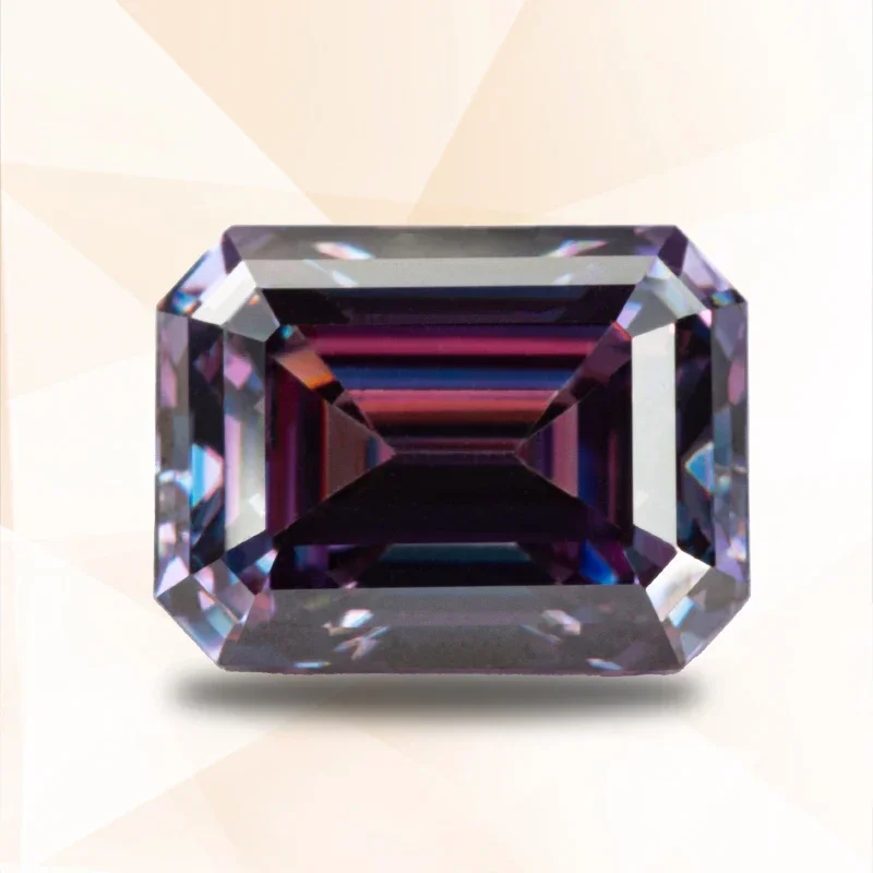 Муассанит императорский фиолетовый цвет изумрудной огранки DIY подвески кольцо