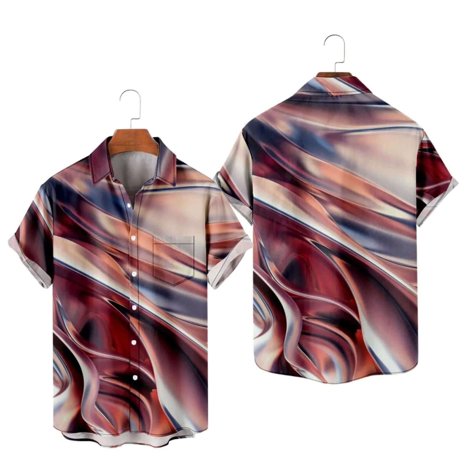 Мужская пляжная рубашка с коротким рукавом цветочным принтом |