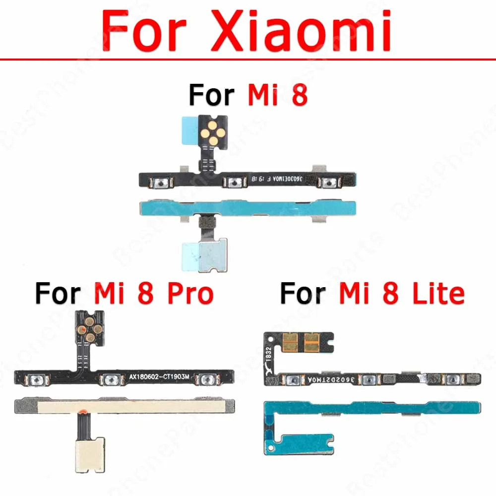 

Запасные части для Xiaomi Mi 8 Pro Mi8 Lite, переключатель питания вкл/выкл, запасные части, Боковая кнопка, кнопка отключения звука, оригинальный гибкий кабель