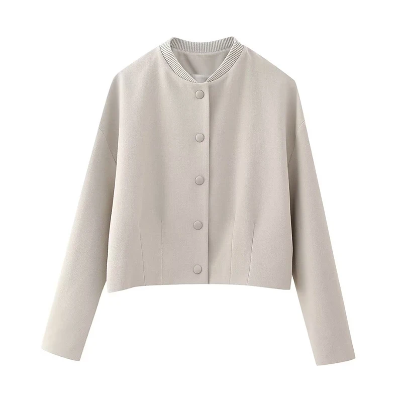 

YENKYE Fashion Women Single Breasted Crop Bomber Jacket Vintage Long Sleeve Female Autumn Outfits