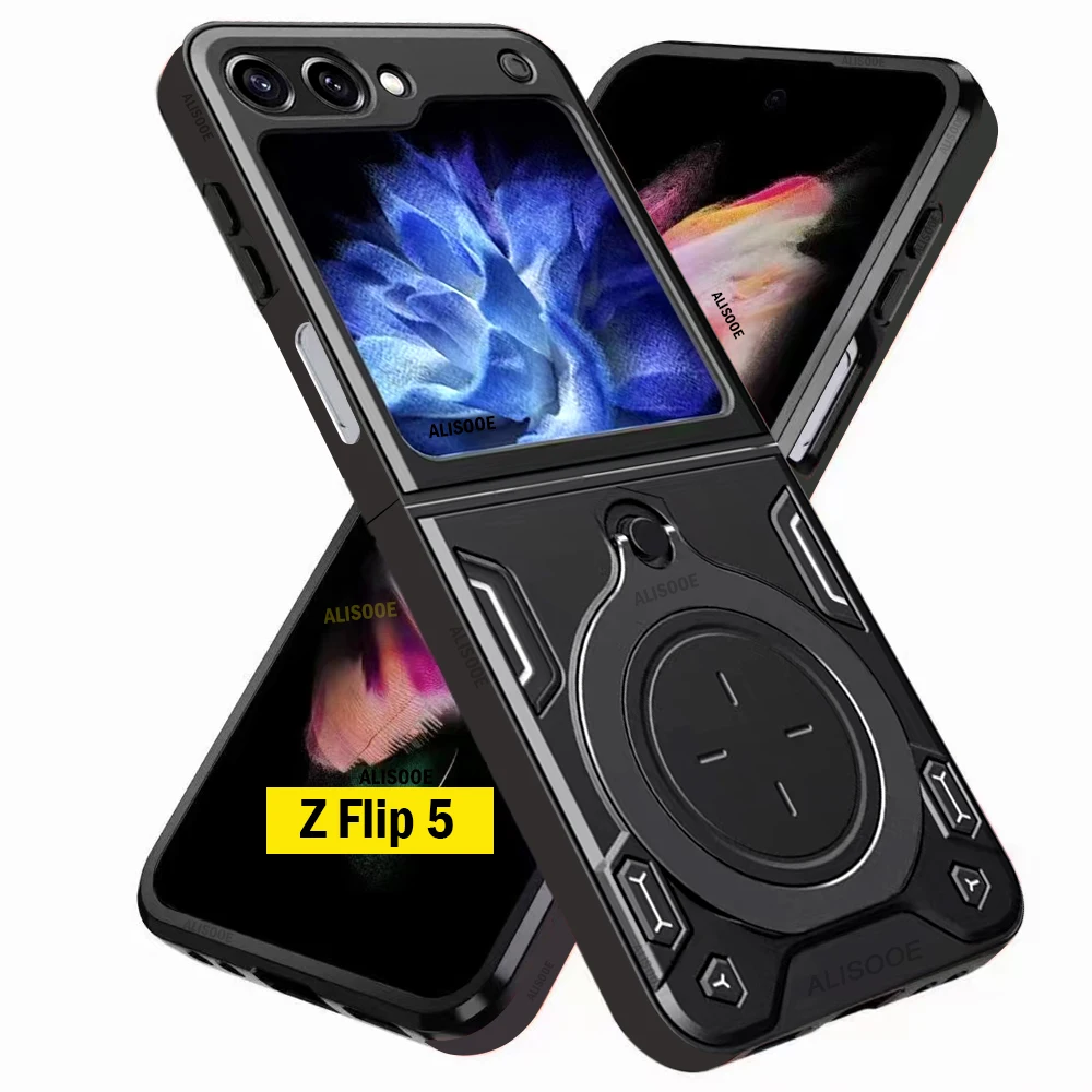 

Magnetic Ring Stand Case for Samsung Galaxy Z Flip 5 Case Armor Shockproof Invisible Holder Cover for Samsung Z Flip 5 5G Capa