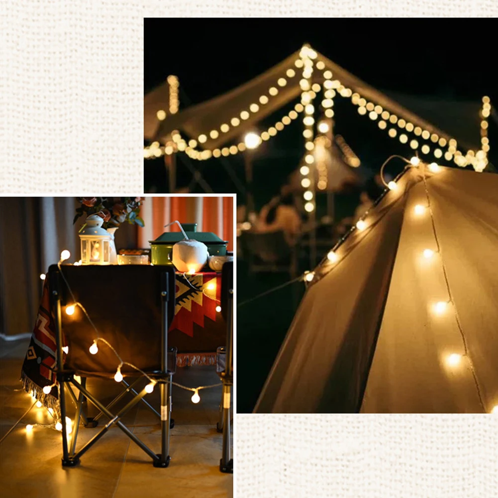 

Camping Tent Light Garland LED Ball String Lamp Bulb Fairy String Decorative Light for Home Wedding Party Yard Decoration