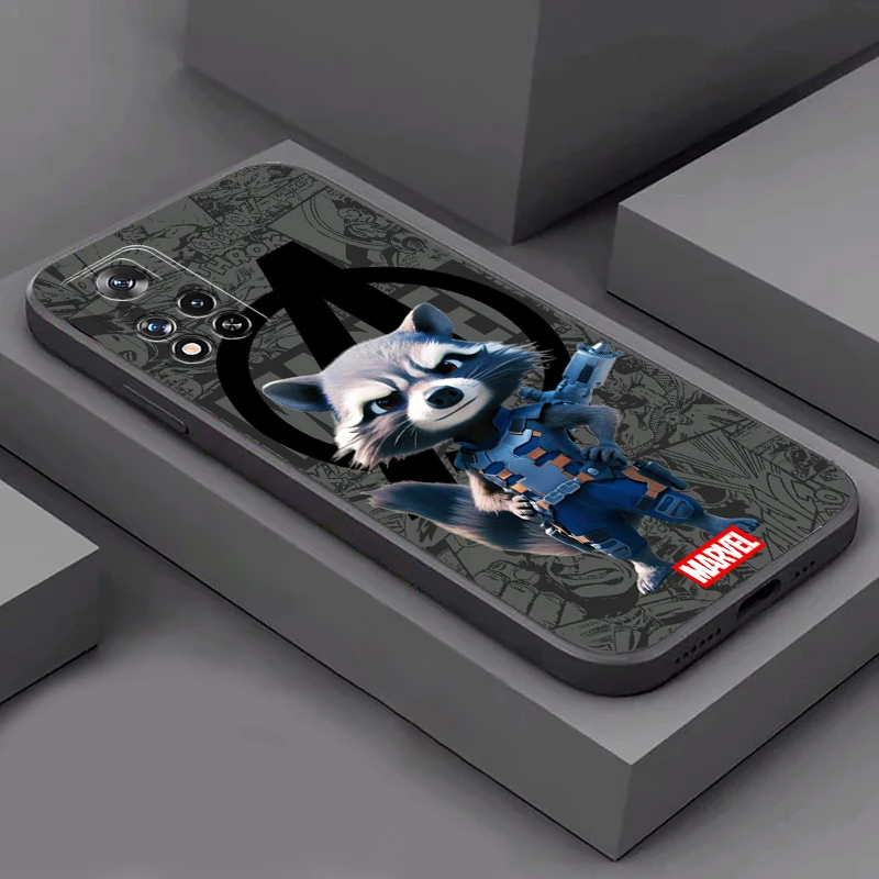 Чехол для телефона Rocket Raccoon Groot жидкий силиконовый чехол Xiaomi Redmi Note 12 11 11S 11T 10 10S 10T 9 8