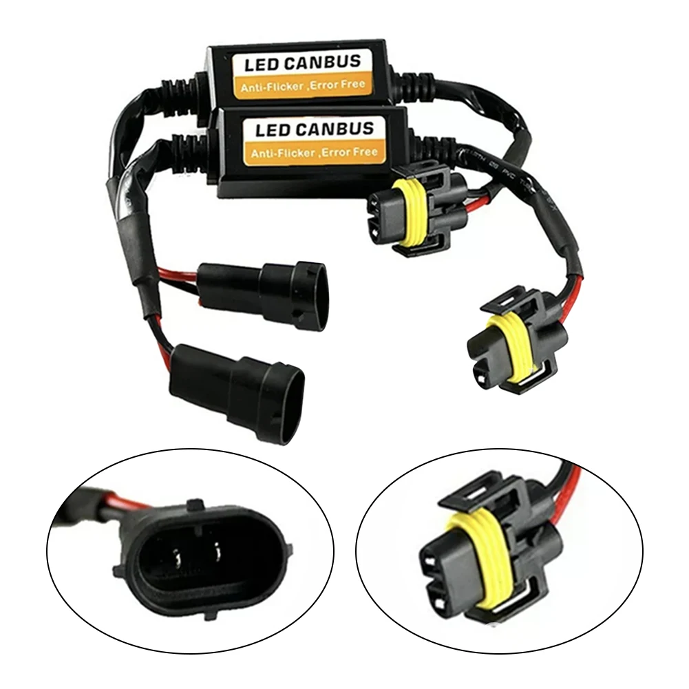 

2pcs 9005/9006/HB3/HB4 LED Headlight Decoder Adapter Canbus Anti-Flicker Harness Bulbs Resistor Decoder Warning Error Canceller