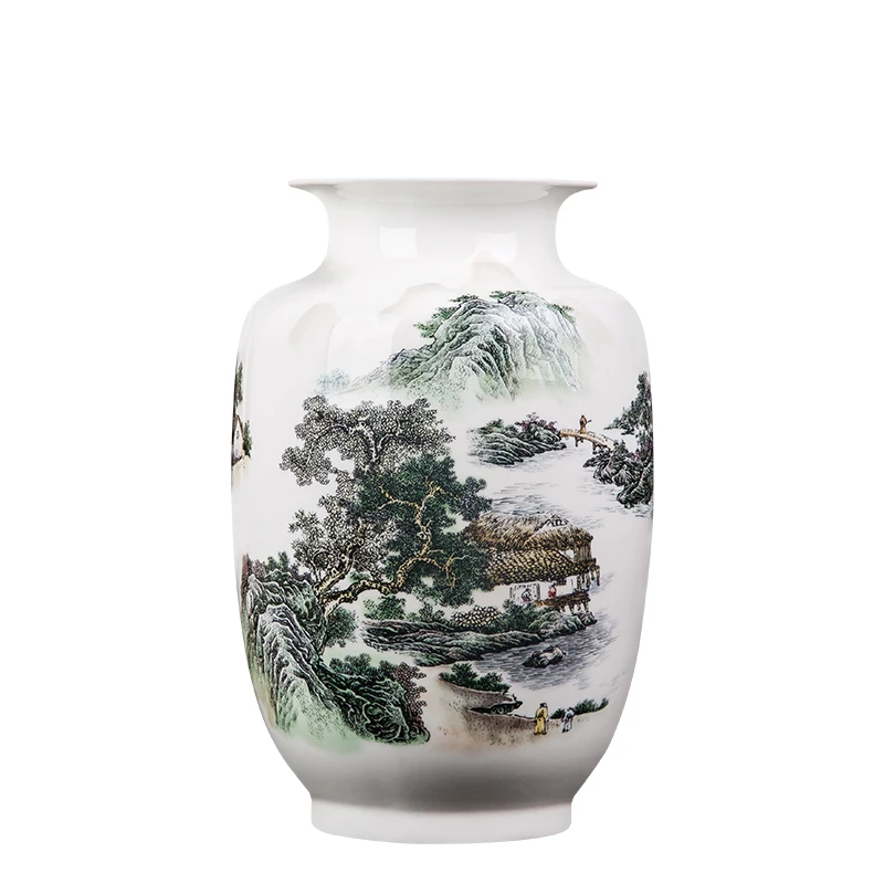

Jingdezhen ceramic vase Ink color landscape fine bone china vase chinese style good flower vases