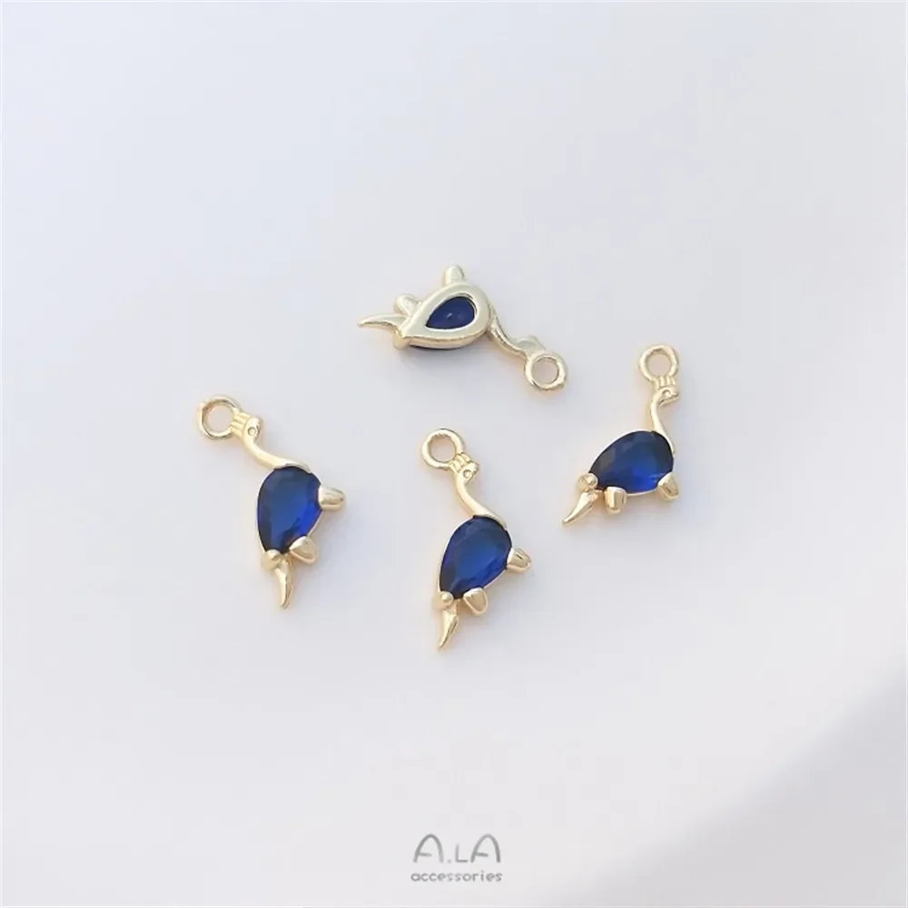 14-каратное золото инкрустированное цветными циркониевыми динозаврами морские