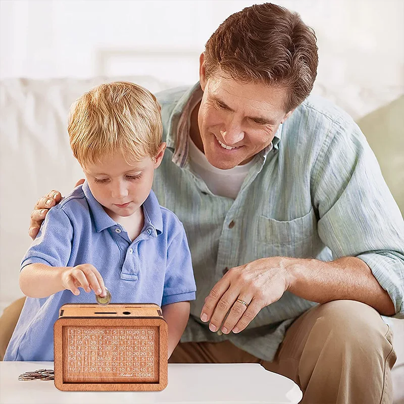 

Money Saving Box Vintage Money Box For Kids Wooden Money Box DIY Creative Gift Paper Money Cannot Be Taken Out For Real-Money