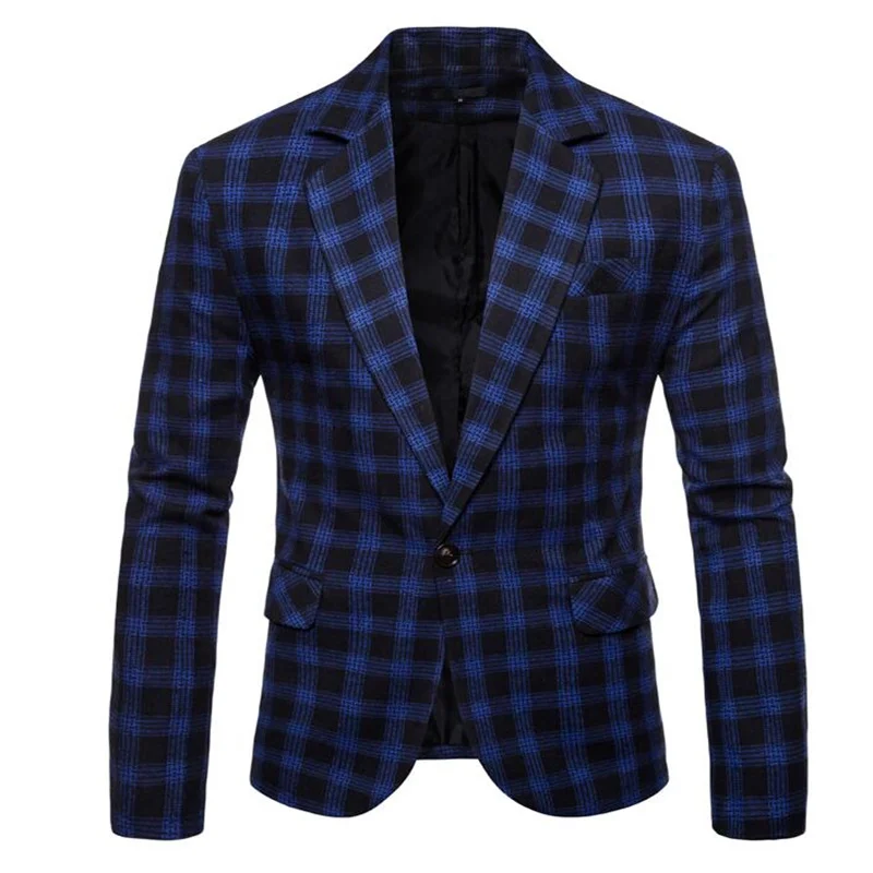 

suits men blazer Casual fashion check coat masculino slim fit casaco jaqueta masculina coats mens jacket