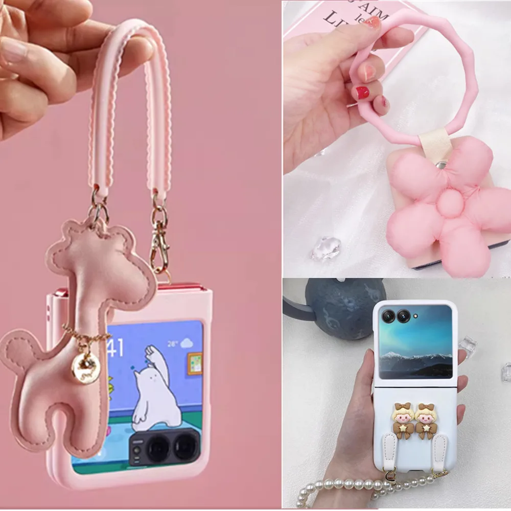 Симпатичный Diy Жираф Девушка жемчуг короткая цепь ПК чехол для телефона Motorola Razr50