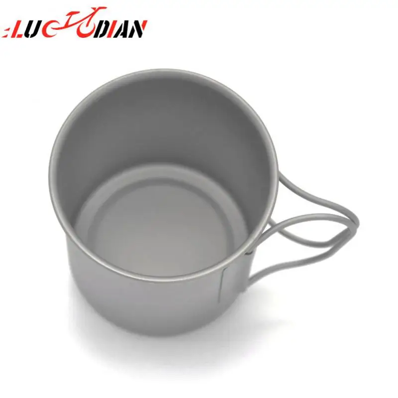 

Titanium Tea Service With Lid 450ml Capacity Camping Equipment Durable Tea Cup Mug Cup Household Water Cup Collapsible Handles