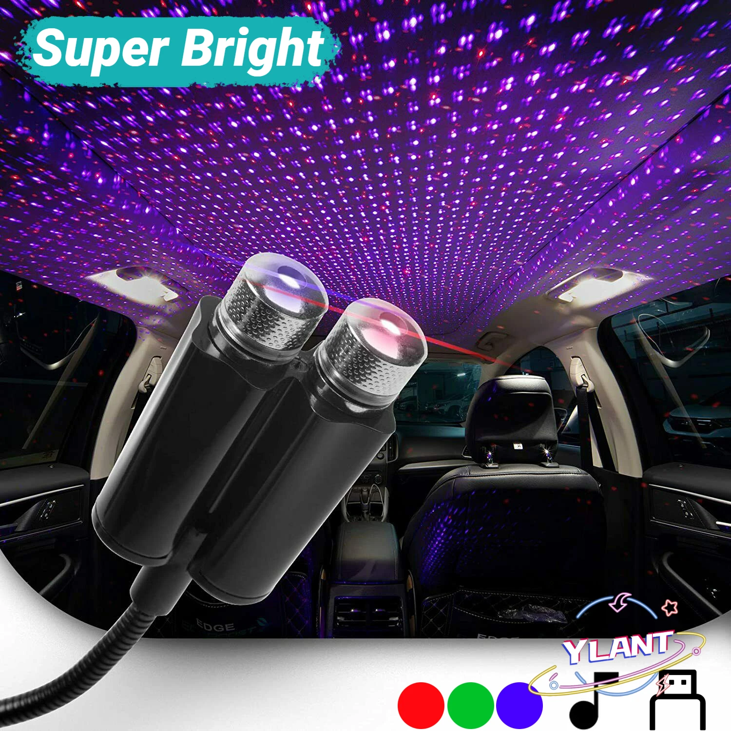 

Dual Color Sound Activated LED Starry Sky Night Light 5V USB Star Galaxy Lamp for Car Roof Interior Atmosphere Ambient Projector