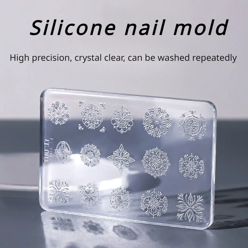 3D рельефная силиконовая резная форма для ногтей Снежинка кружева Богемская