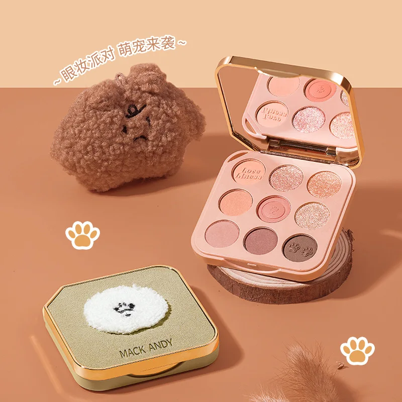 

Makeup Marco Andy cute pet silky and tender nine-color eyeshadow palette pearlescent matte fine flashing earth color eyeshadow