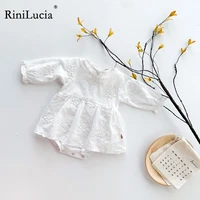 rinilucia summer baby clothing fashion long sleeve romper newborn white floral bodysuit infant boy girls princess clothes