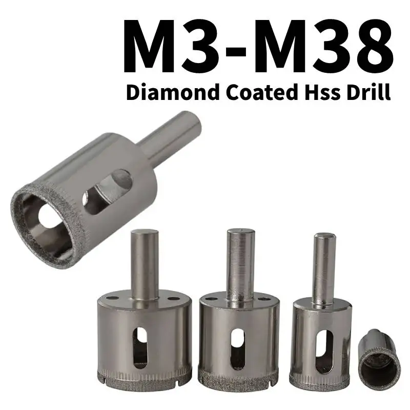 

1pcs 3mm-38mm Diamond Coated Hss Drill Power Tools Accessories Tile Marble Glass Ceramic Hole Saw open Drilling Bit Diamond Core