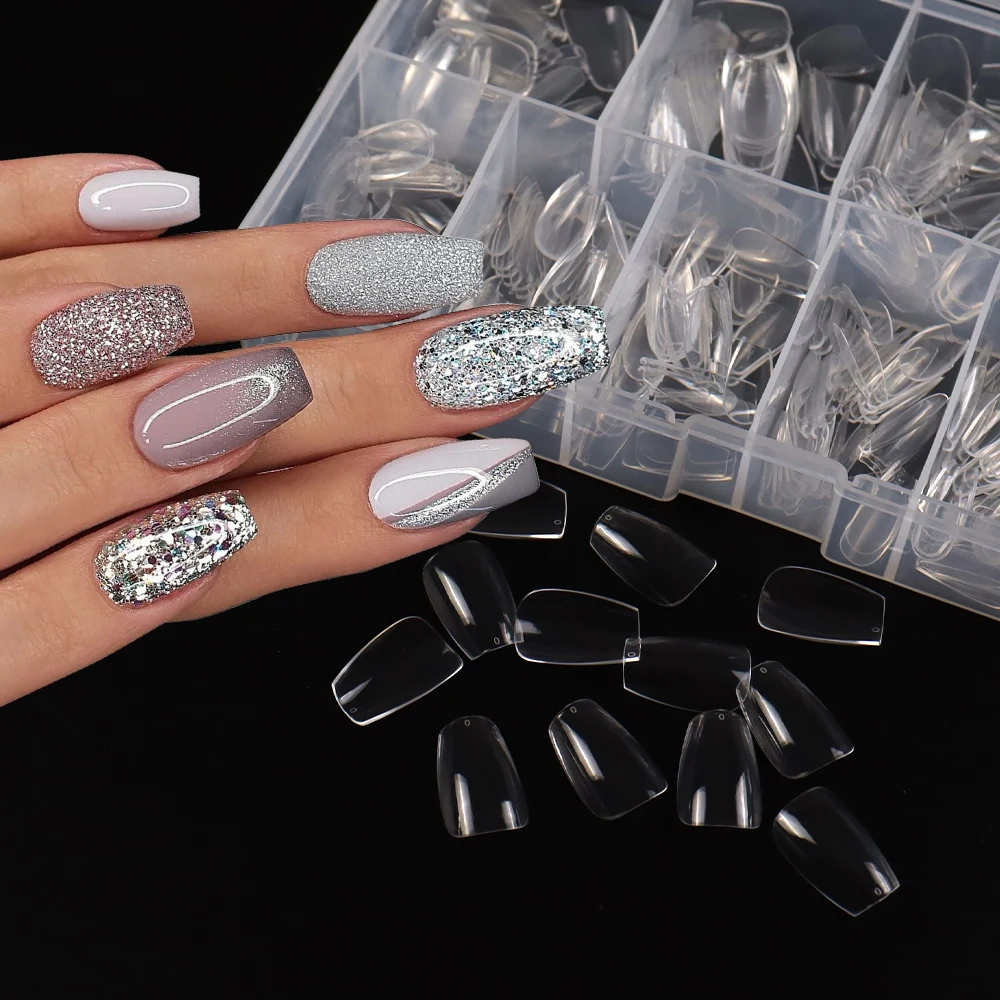 

504 шт./кор. прозрачные натуральные накладные ногти с полным покрытием, накладные ногти, белые накладные ногти, прозрачные акриловые ногти, ис...