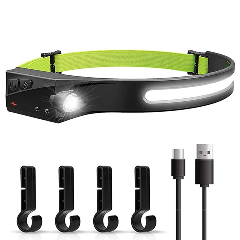 

1 PCS Wave Induction Cob Headlight Outdoor Riding Light USB Charging Night Running Light