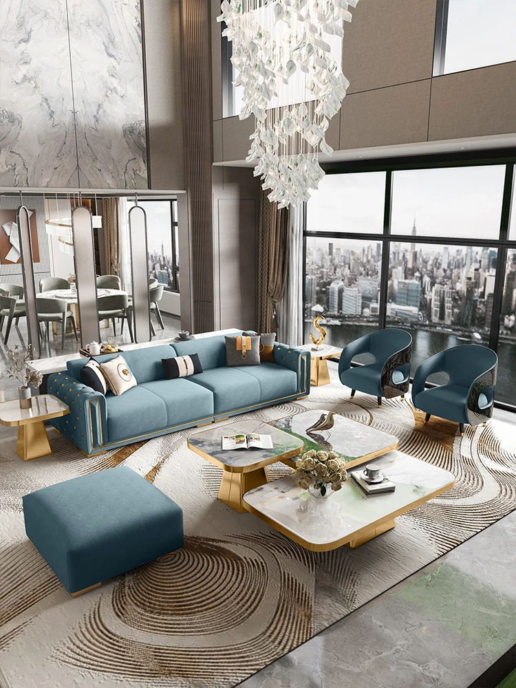 

Итальянский стиль, роскошная технология, матовый тканевый диван в сочетании с европейской и американской постмодернизированной виллой, дизайн гостиной