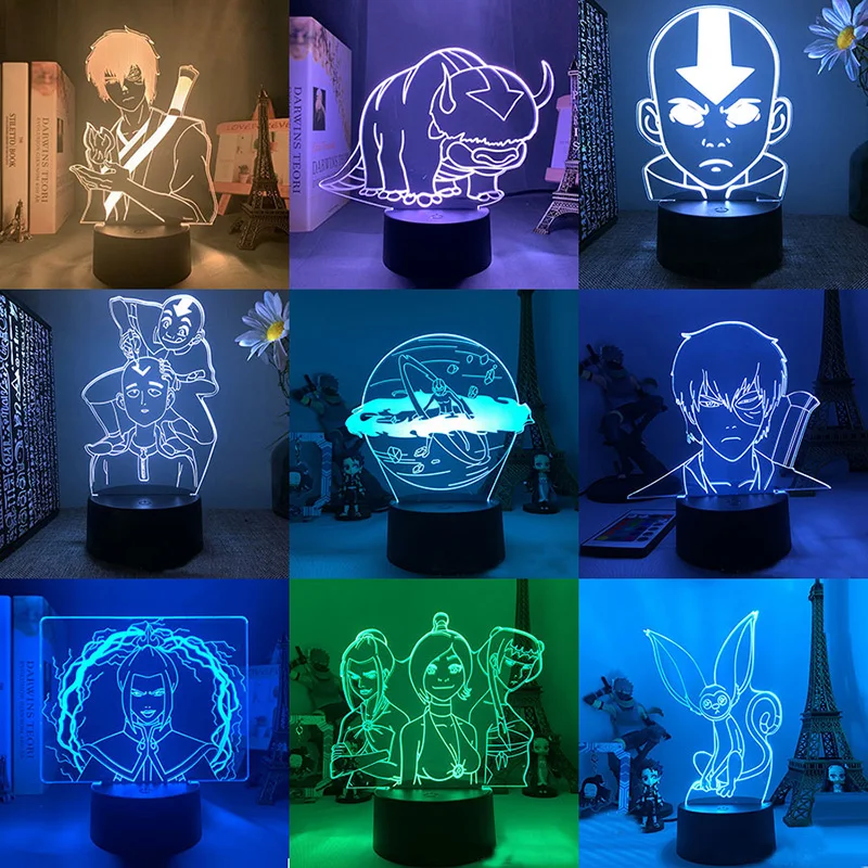 

Avatar the last airbender Aang 3d led lamp for bedroom night lights action figure avatar room decor cute lover gift luces