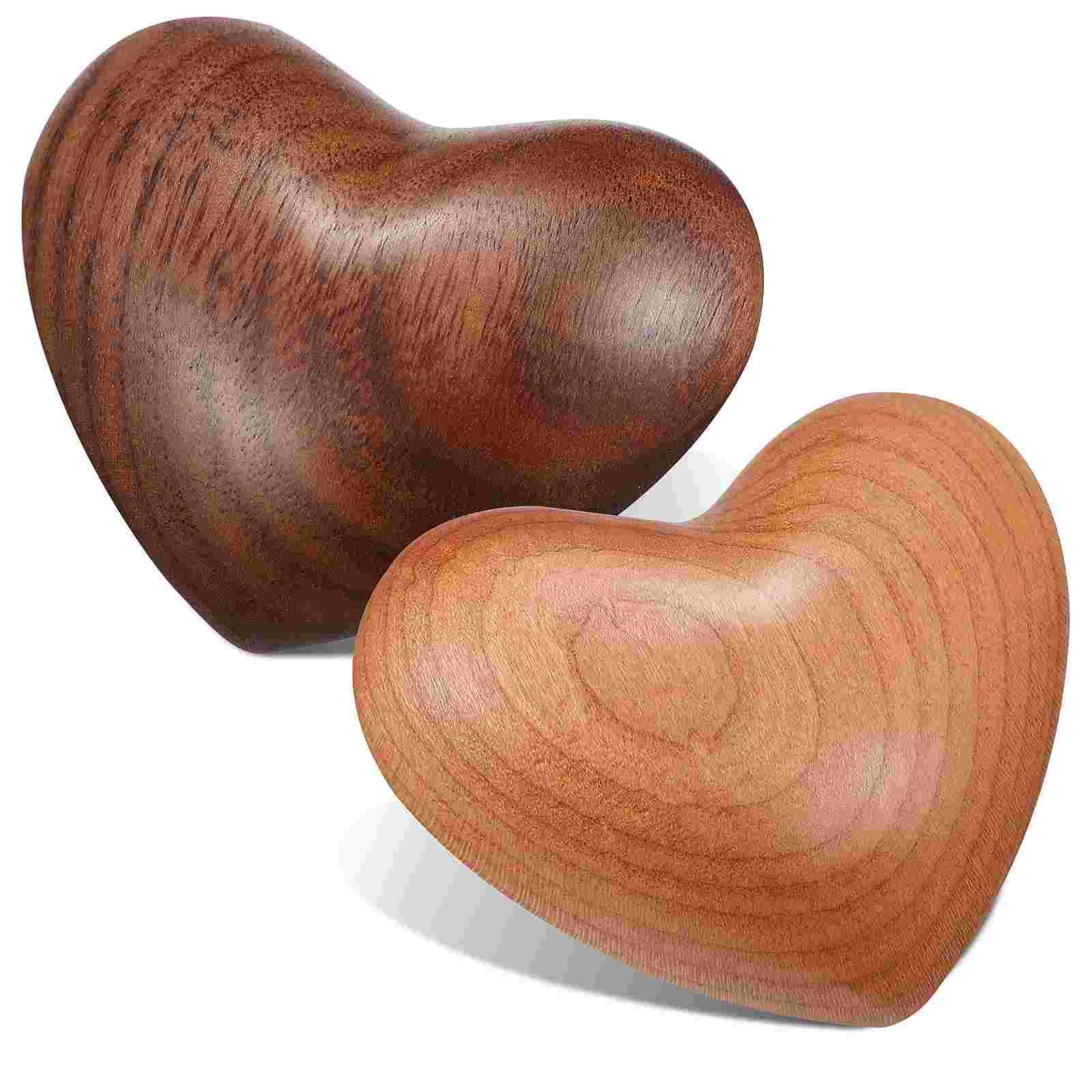 

2 Pcs Toy Wood Comfort Heart Black Walnut Gift Handheld Wooden Love Prop Ornament