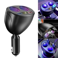 new car charger 4 in 1 dual usb output fast charging dual cigarette lighter voltmeter car charger adapter for phones tablets mp3