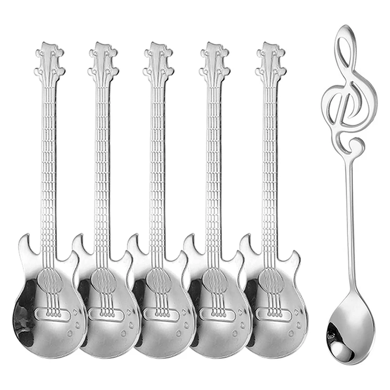 

Guitar Teaspoons Coffee Music Note Spoons Gifts For Men, Tea Spoons Dessert Spoop For Stirring Drink Mixing