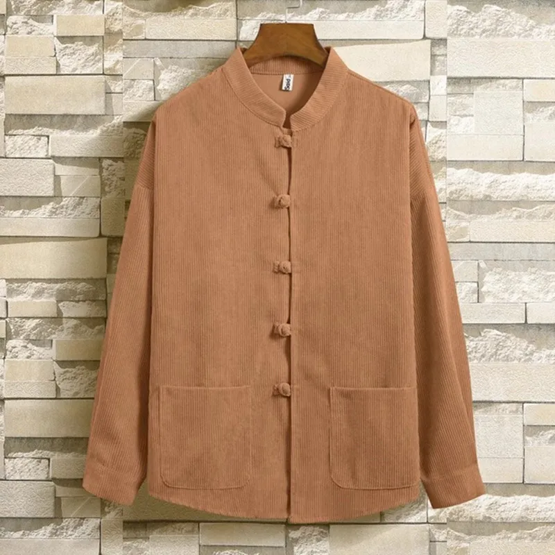 

Chinese Traditional Tang Suit Hanfu Kimono Linen Shirt Solid Color Stand Collar Shrts Men Cardigan Harajuku Casual Vintage Top