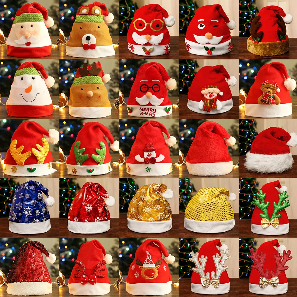 

Prowow 2023 Baby Christmas Santa Hat White Red Stripe Party Decoration Xmas Children Santa Claus Caps New Year's Kids Gift